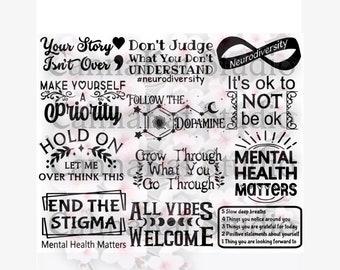 12 Mental Health Digital File Bundle neurodivergent adhd depression anxiety autisum dopamine Bipolar Disorder Social Worker Disability ocd