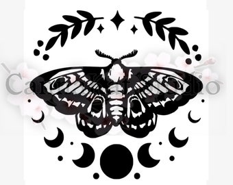 Moth Decal Vinyl Bumper Sticker moons butterfly magic spiritual beautiful night stars fantasy spirit magical goddess pagan witch wicca