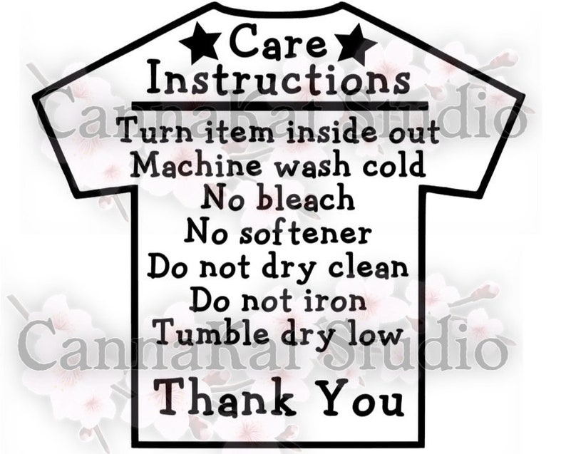 5 Care Instructions Digital Files SVG PNG JPEG T Shirt Decal Etsy