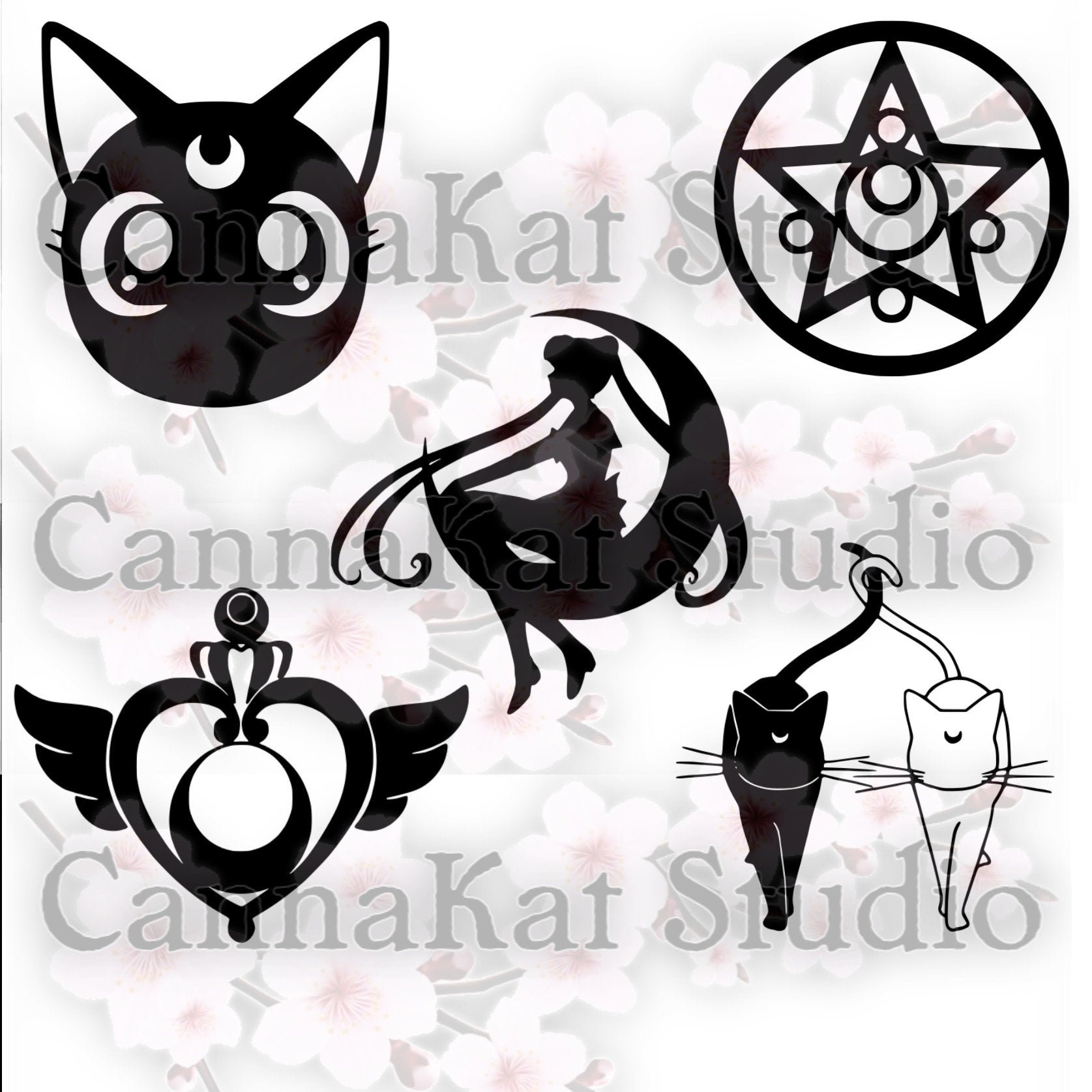 5 Sailor Moon Digital Files Svg Png Jpeg Solar System Luna Etsy