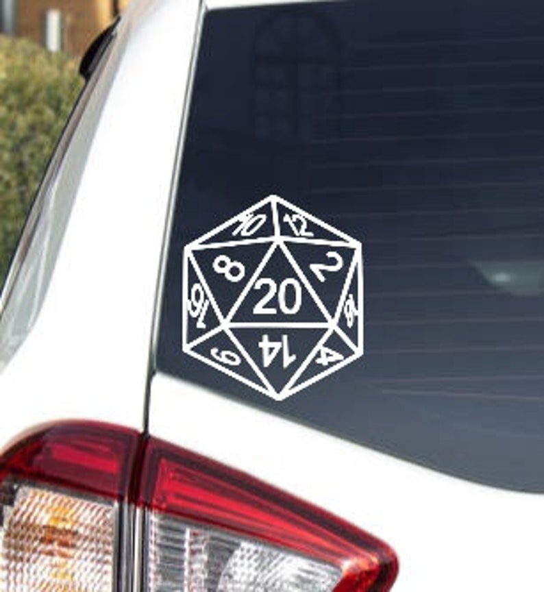 D&D Dice Vinyl Decal bumper sticker dungeons and dragons fantasy game roleplay friends gamer get together night cosplay play computer d20 Bild 2