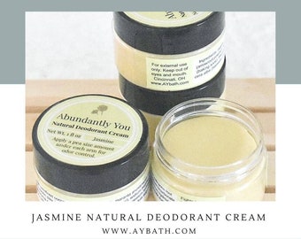 Jasmine Natural Deodorant, Jasmine Essential Oil Deodorant Cream that Fights Armpit Bacteria, Aluminum Free and Gentle for Underarms