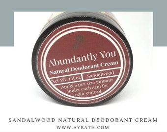 Natural Deodorant, Sandalwood Essential Oil, Aluminum Free