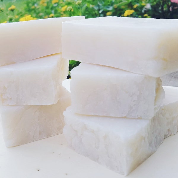 Coconut Oil Soap Bar with Kaolin Clay | Rustic Organic Coconut Soap with Light Natural Scent