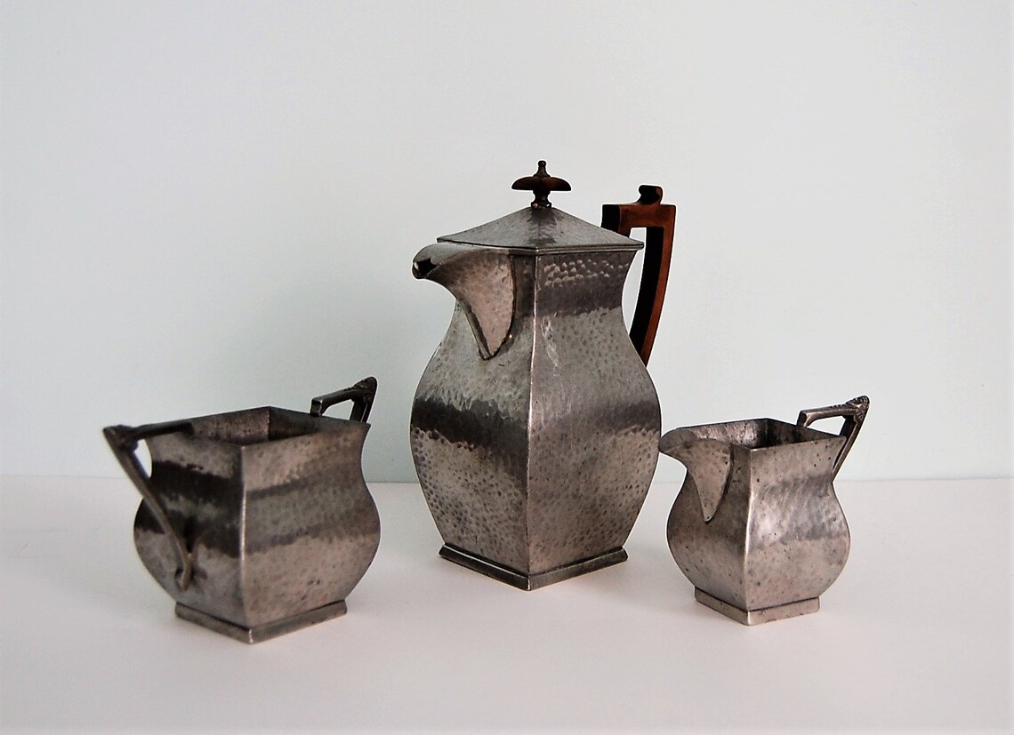 Vintage Pewter Coffee Set by Talbot. Coffee Pot, Creamer and Sugar Bowl