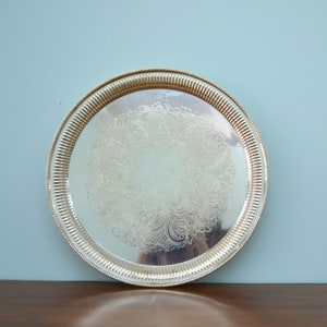 なー　英国 アンティーク Barker Ellis シルバープレートトレイ BARKER BROS c1902 Antique English Silverplate Round 14
