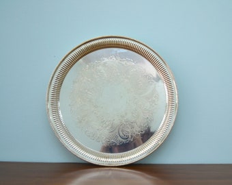 Antique Barker-ellis Silver Plated Gallery Serving Tray With
