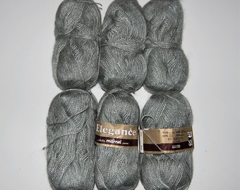 Marnel Yarn "Elegance". Viscose, Wool, Mohair Mix. Lot of Six Skeins. 300 Grams. Made in Italy.