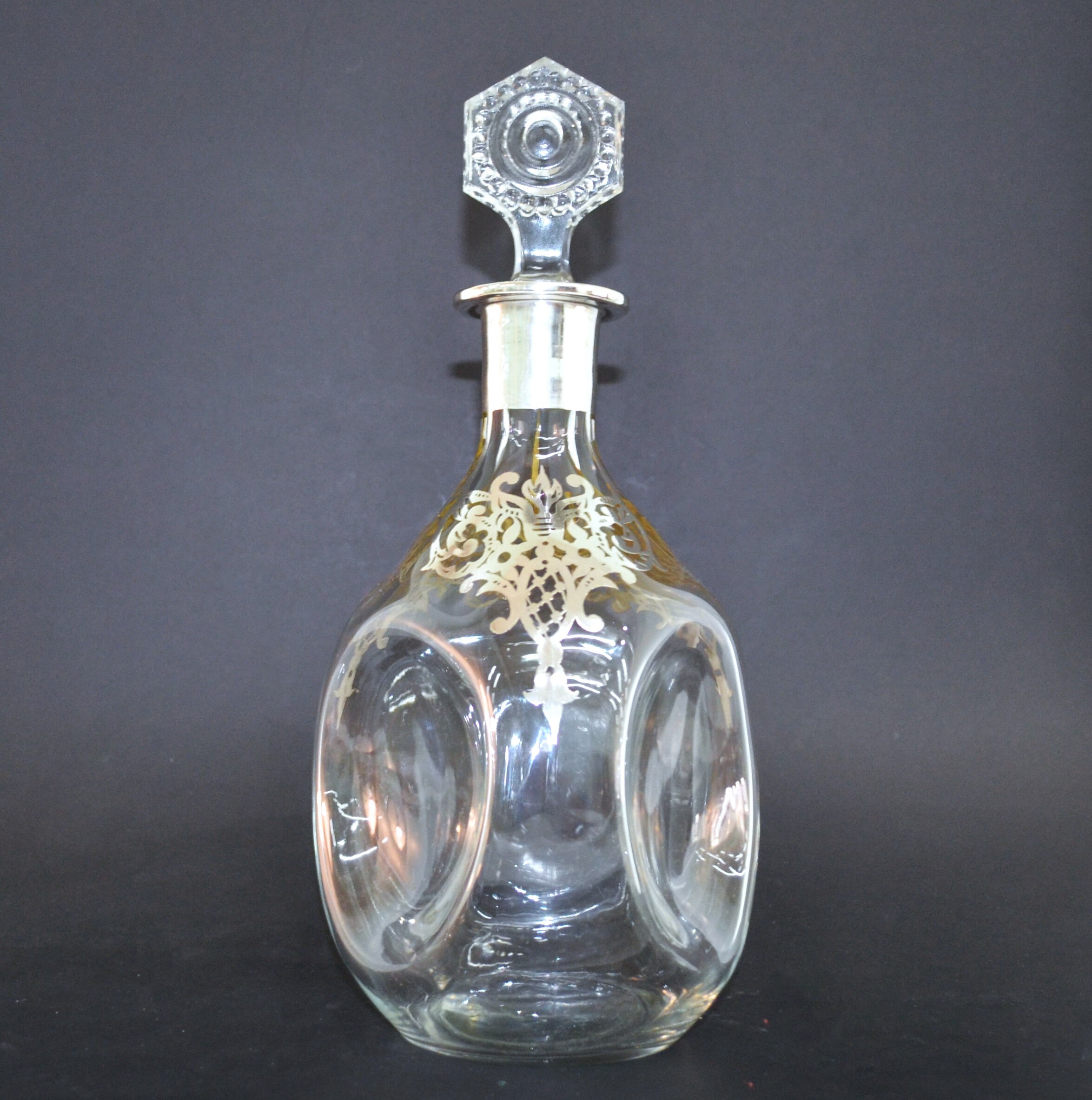Royal Haig Dimple Whisky Decanter Pewter Glass Scotch Bottle