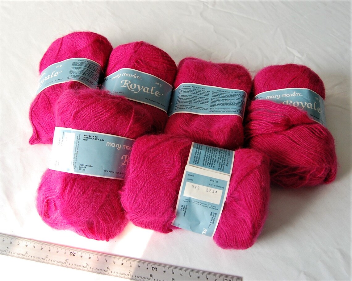 Mary Maxim Royale Yarn. Lot of Six Skeins. Vintage. 300 Grams. Etsy