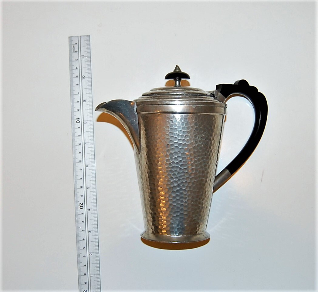 Vintage Civic Pewter Coffee Pot. Hammered Pewter. Patent Etsy