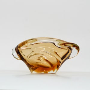 Art Glass Freeform Vase/Ashtray Designed by Miroslav Klinger for Zelezny Brod Sklo, Czechoslovakia, MCM Vintage from the 1960s