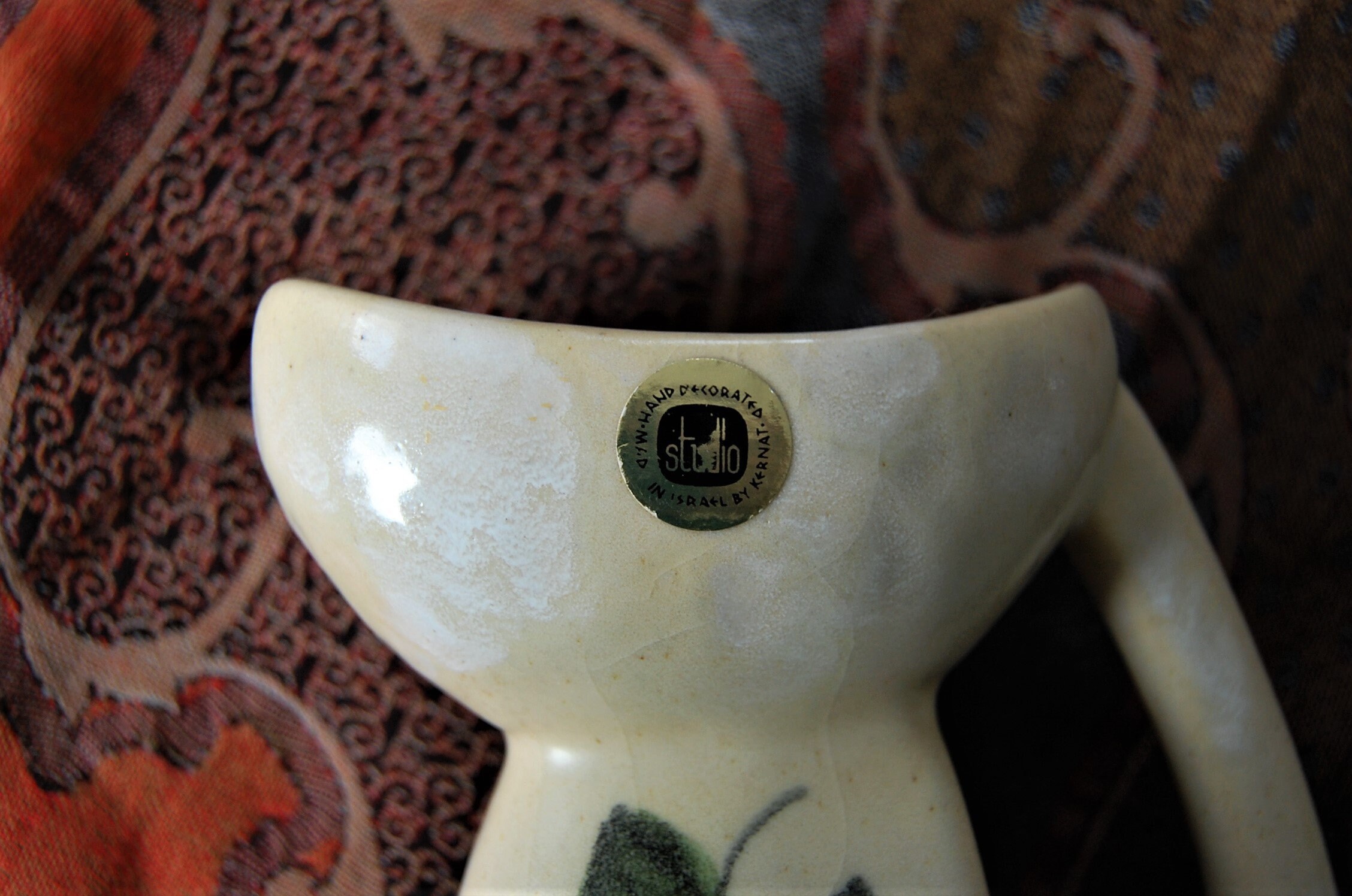 Midcentury Modern Art Pottery pitcher. Made by the Kernat Studio in