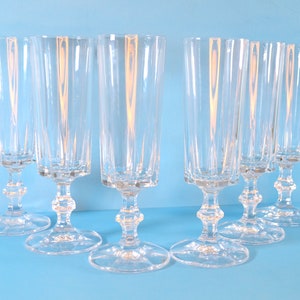 Copas de champán vintage de cristal RCR - Juego de 6 copas de corte vertical