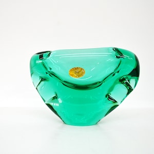 Art Glass Freeform Vase/Ashtray Designed by Miroslav Klinger for Zelezny Brod Sklo, Czechoslovakia, MCM Vintage from the 1960s