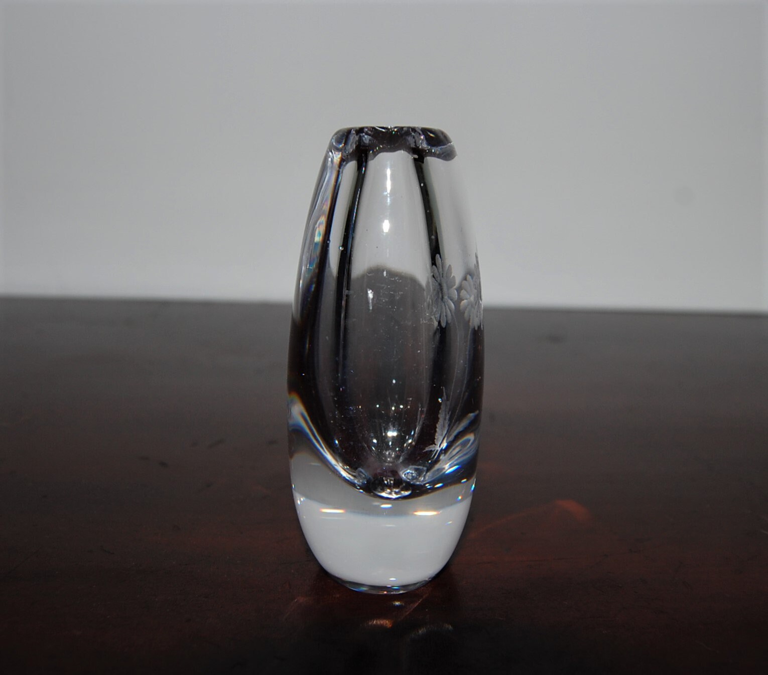 Vintage Kosta Boda Crystal Glass Vase. Engraved Daisies Etsy