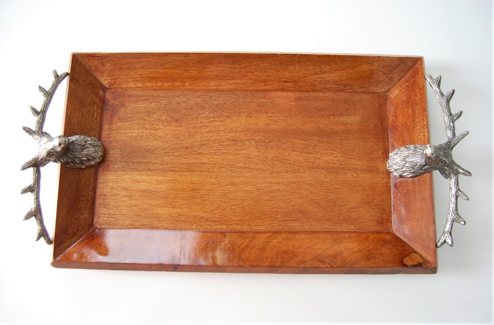 Bolton Rectangular Dark Solid Wood Tray with Metal Stag Head Etsy