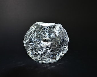 Vienna Crystal Polar Light Crystal Candleholder. Crystal Snowball Ice Glass Votive Holder. Made in Austria. Midcentury Vintage.