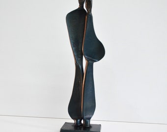 Hand Forged Steel Sculpture "Quiet Encounter" by Canadian Artist Boris Kramer. Signed and Dated.