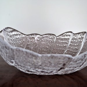 Orrefors Eden Glass Bowl: Lars Hellsten Leaf Shaped Serving Bowl