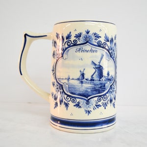 Vintage Delft Blue Ceramic Heineken Mug - Delftsche Huys - Made in Holland
