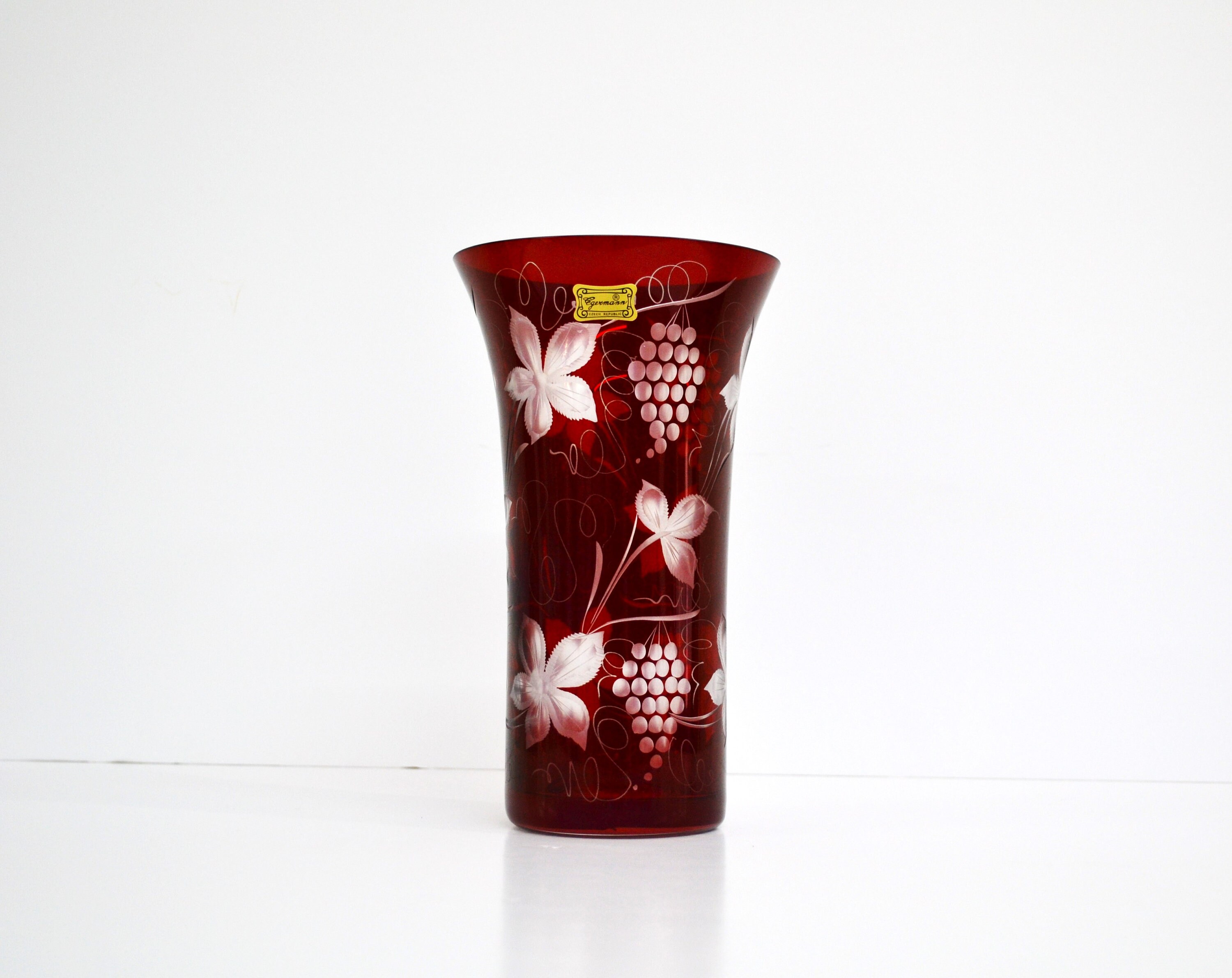 レア品 EXBOR チェコスロバキア ガラス アンバー 花瓶 【公式通販】