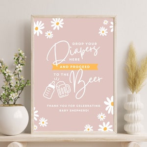 Editable Diaper Keg Welcome Sign – Digital Download for Co-Ed Baby Shower | Canva Template | Huggies & Chuggies, Pregger Kegger Party