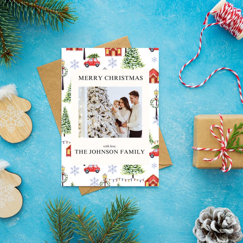Editable Christmas Card Template | Instant Download | Canva Holiday ...