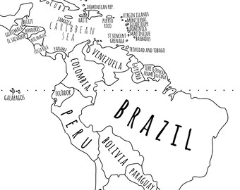 Black And White World Map Etsy Black And White World Map Etsy