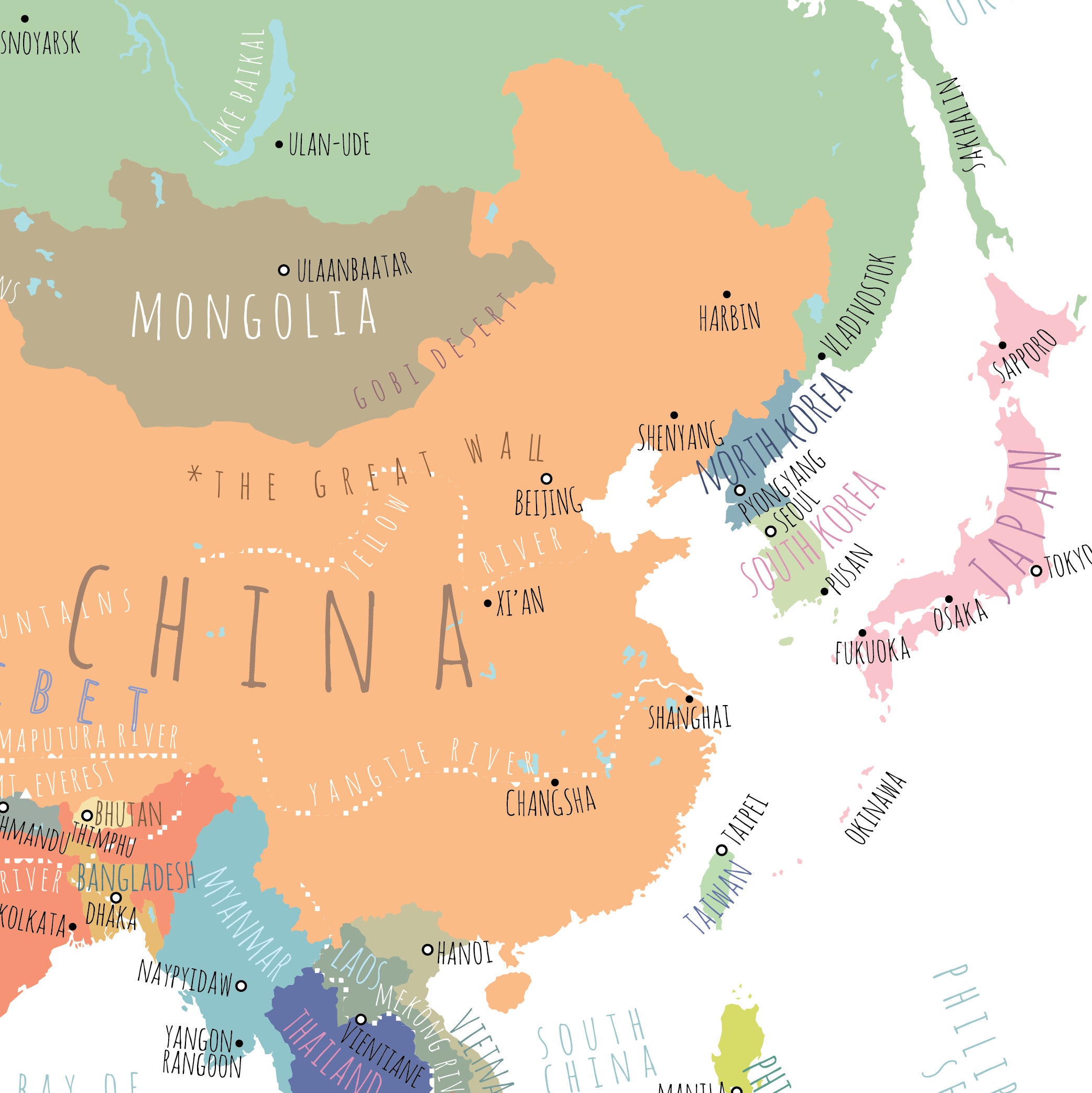 World Map Poster PRINTABLE Worldmap With Countries Map of | Etsy Australia