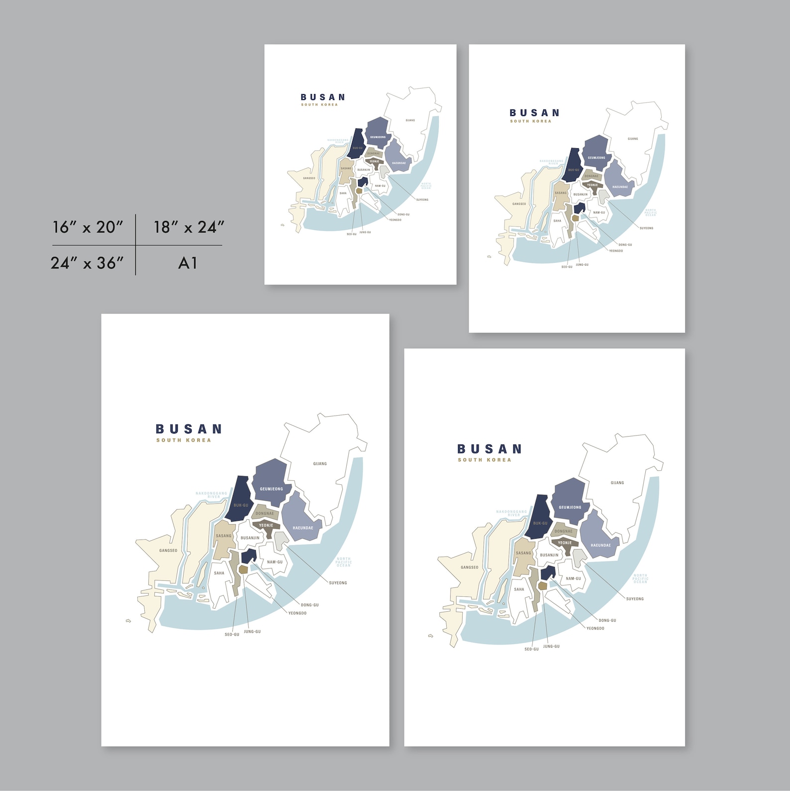 Busan Neighborhood Map Printable Busan Map Busan Korea - Etsy