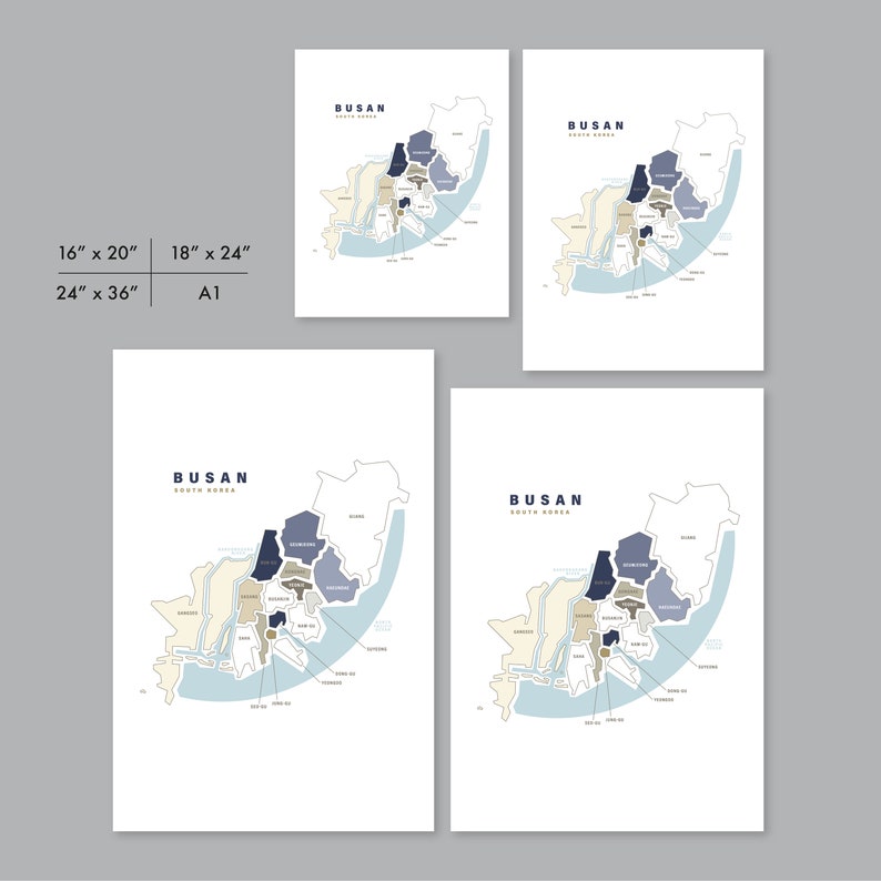 Busan Neighborhood Map Printable Busan Map Busan Korea - Etsy