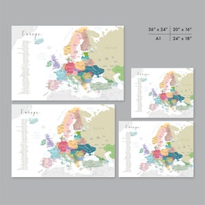 Europe Map, PRINTABLE Europe Capitals Map, Map of Europe Wall Art Kid ...