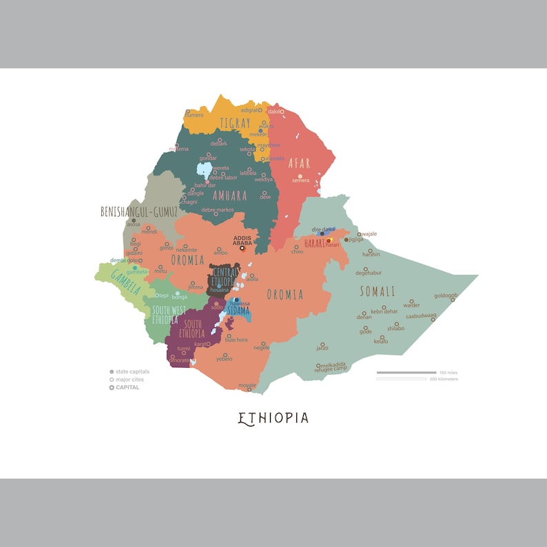 Ethiopia Map Print States And Capitals digital Download P602 Etsy ethiopia-map-print-states-and-capitals-digital-download-p602-etsy