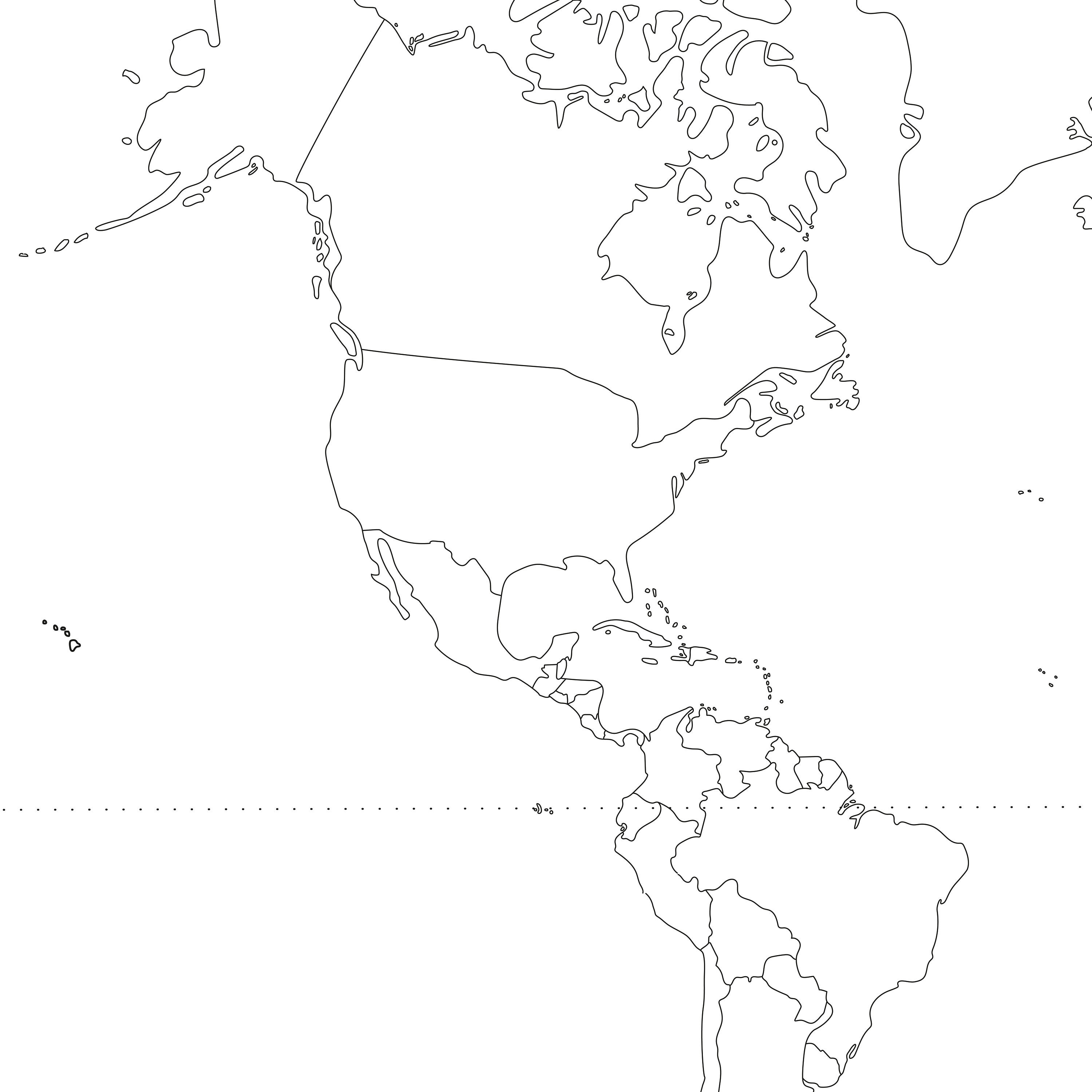 Western Hemisphere Blank Map