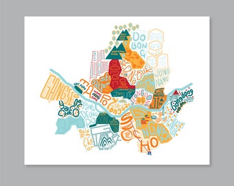 Seoul Poster, PRINTABLE Seoul Map, Seoul Print, Seoul Typography Modern home decor (#P410)