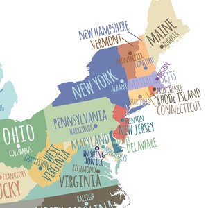 Large US Map, PRINTABLE State Capitals Map, USA Map Wall Art, Usa Map ...