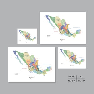 Mexico Map, PRINTABLE Mexico States and Capitals, Labeled Mexico Map With Capital, Modern Home ...