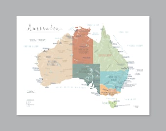 Australia map, PRINTABLE Australia map, Kid nursery Modern home decor (#P491)
