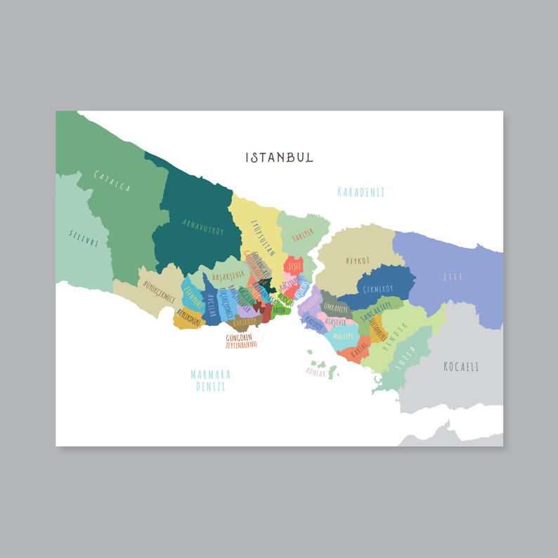 Istanbul Districts Map, PRINTABLE Türkiye Istanbul, Modern Home Decor # ...
