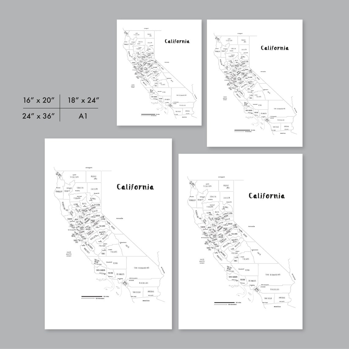 California Map Poster PRINTABLE - Il 1140xN.3518202128 O1n6 
