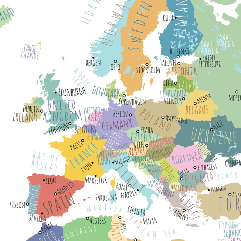 world map poster printable world map with countries map of