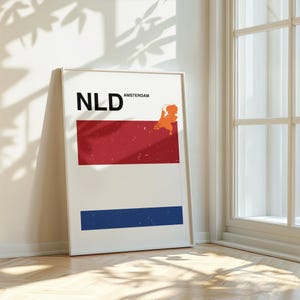 Affiche du drapeau des Pays-Bas – art mural imprimable des Pays-Bas, impression minimaliste de la carte des Pays-Bas, décoration de voyage, oeuvre d'art vintage du drapeau (#F104)