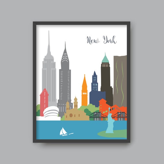 New York Wall Art Printable New York Skyline New York | Etsy