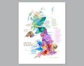 UK County Map Print: Labeled United Kingdom Map (digital Download