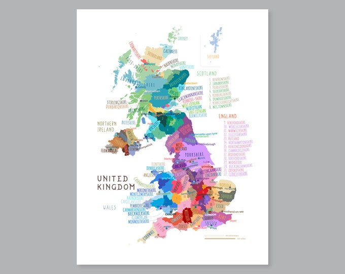 United Kingdom and Ireland Wall Map Poster - Etsy