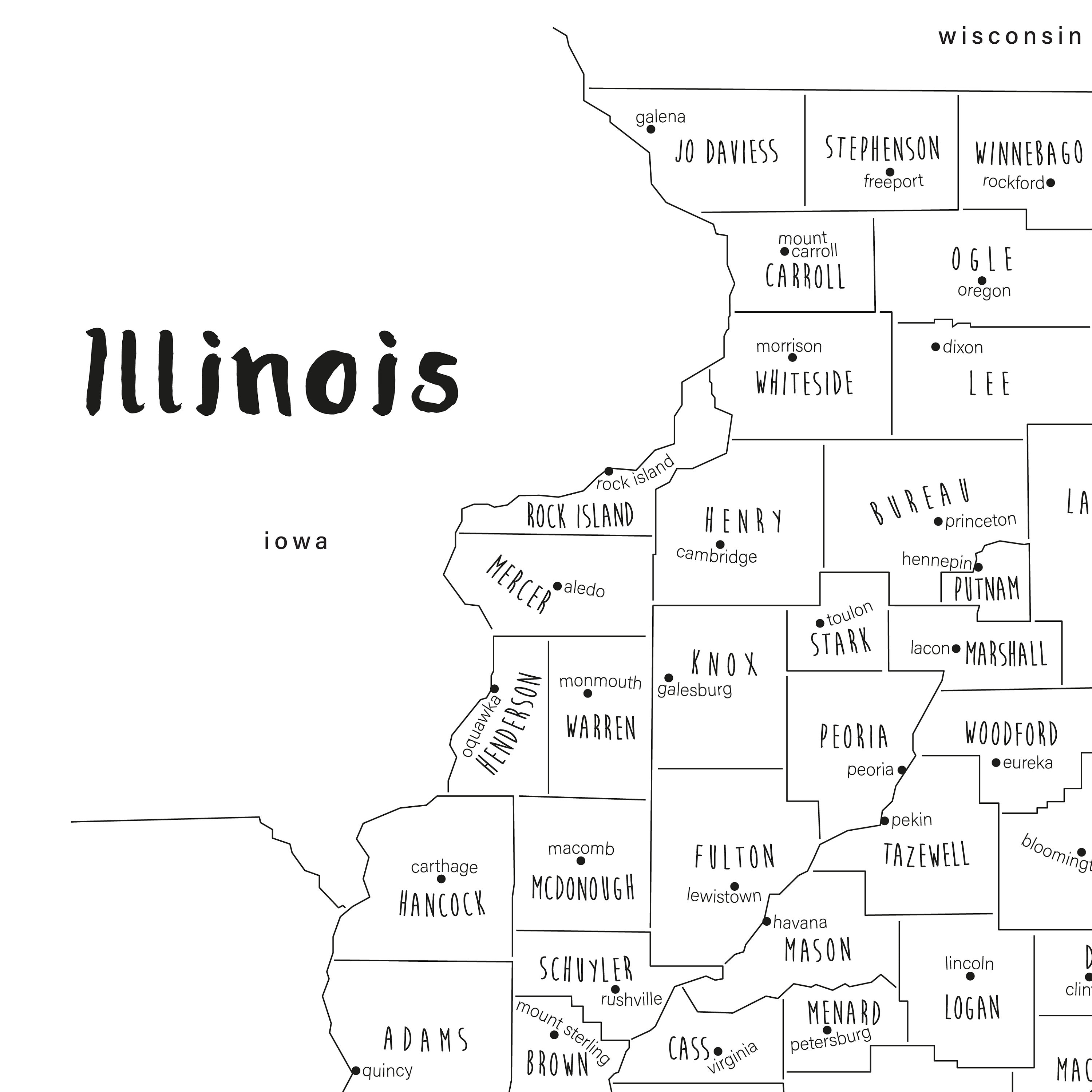Illinois Map Art PRINTABLE Illinois Countries Map IL - Etsy