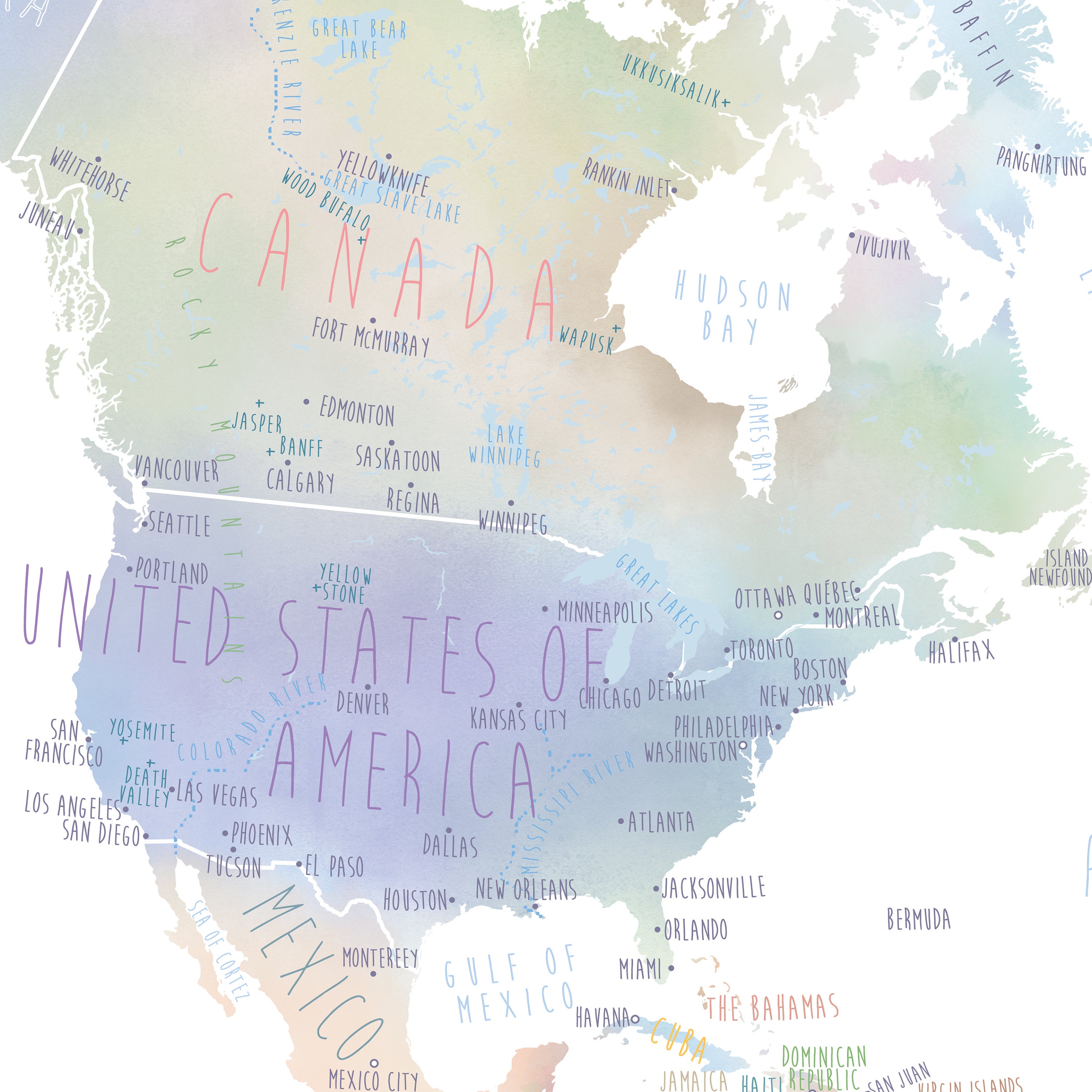 World Map With Countries PRINTABLE Map of the World Wall Art - Etsy Canada