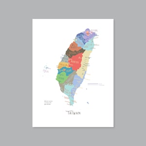 Taiwan Karte, Taiwan Provinzen, Landkarte, moderne Wohnkultur (#P586)