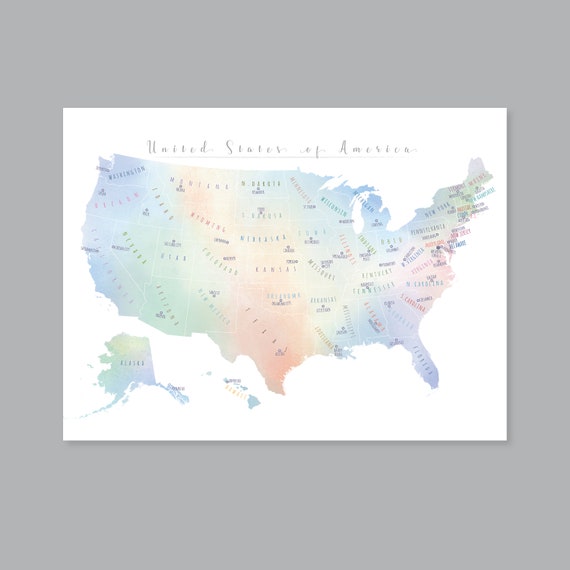 United States Map Wall Art PRINTABLE United States Map Print | Etsy
